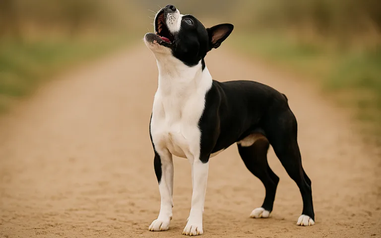 Boston Terrier showing aggressive behavior Boston Terrier Dog in Aggressive Mode
