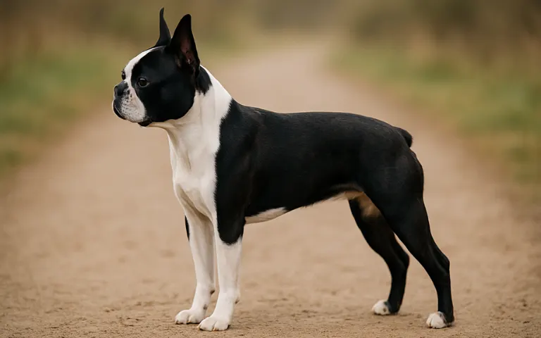Boston Terrier Dog Breed Photo Boston Terrier Dog looking alert and calm